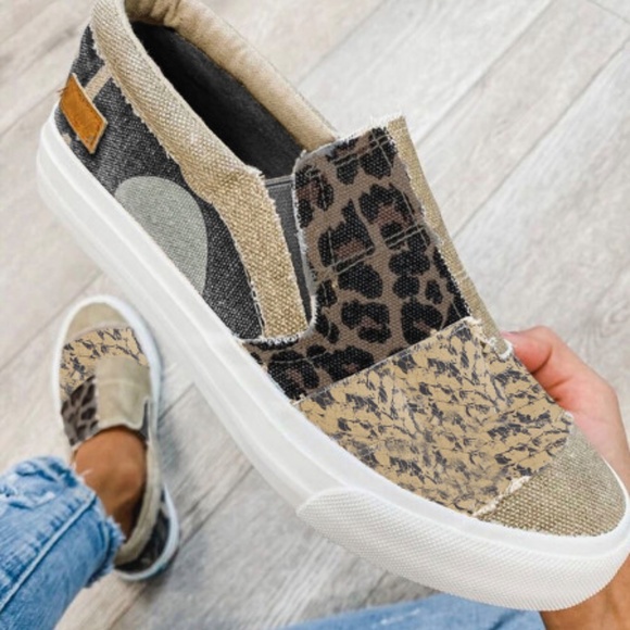 2x HP💝Khaki patchwork snakeskin/ leopard sneakers - Picture 3 of 3